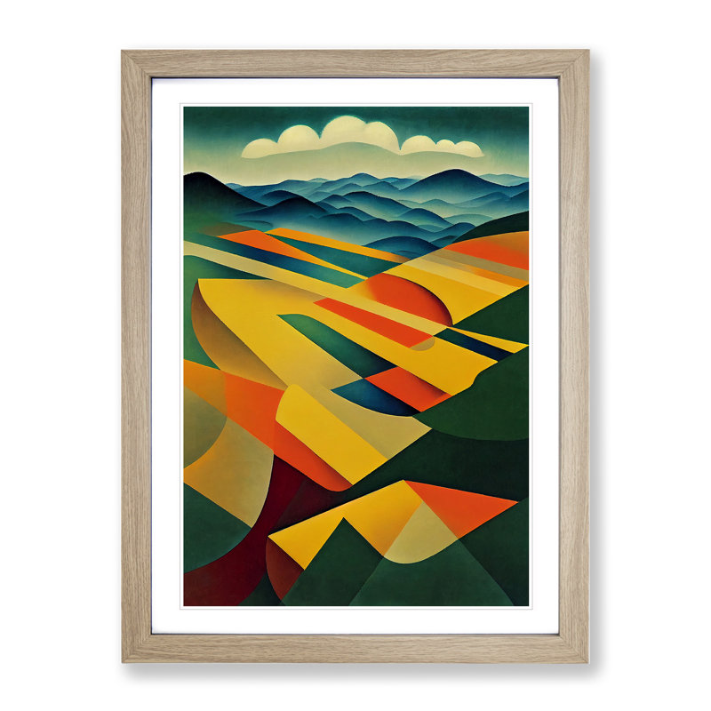 Abstract Landscape Meadow No.4 - Framed Print, 34cm H x 25cm W x 2cm D, Oak Framed