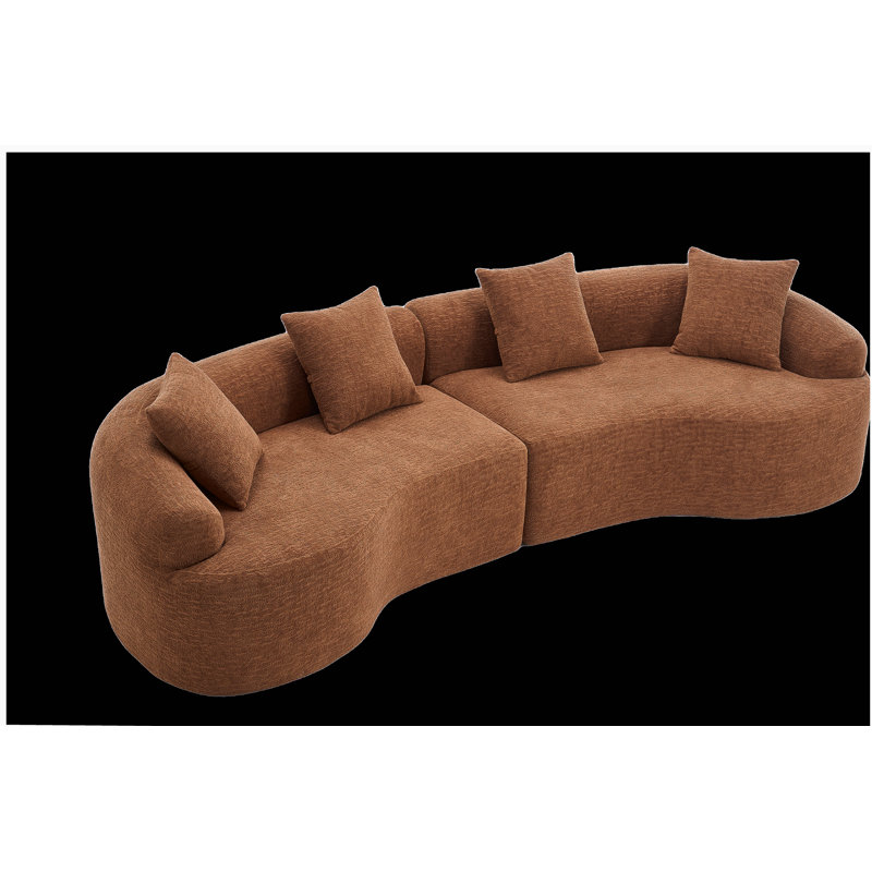 Canapé-lit modulaire incurvé Compression Orange, canapé-lit en chenille haute densité 30D pour appartement, salon, L 110 po