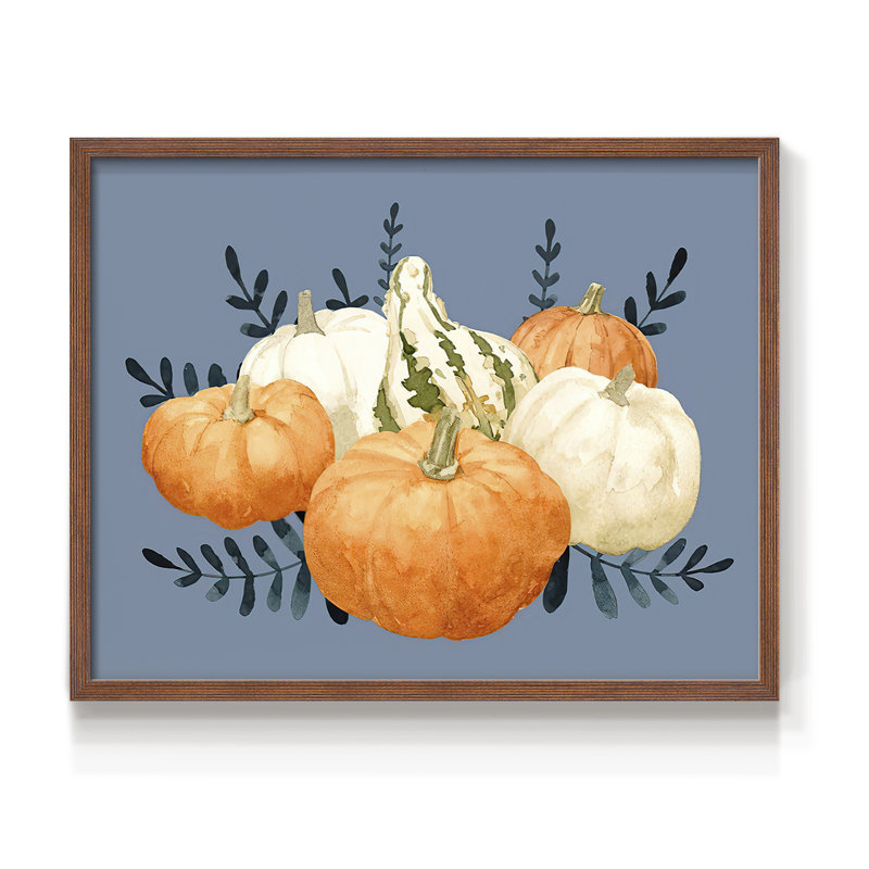 Automne orange et blues II - reproduction encadrée - réversible, Noyer, H 11 po x l 14 po
