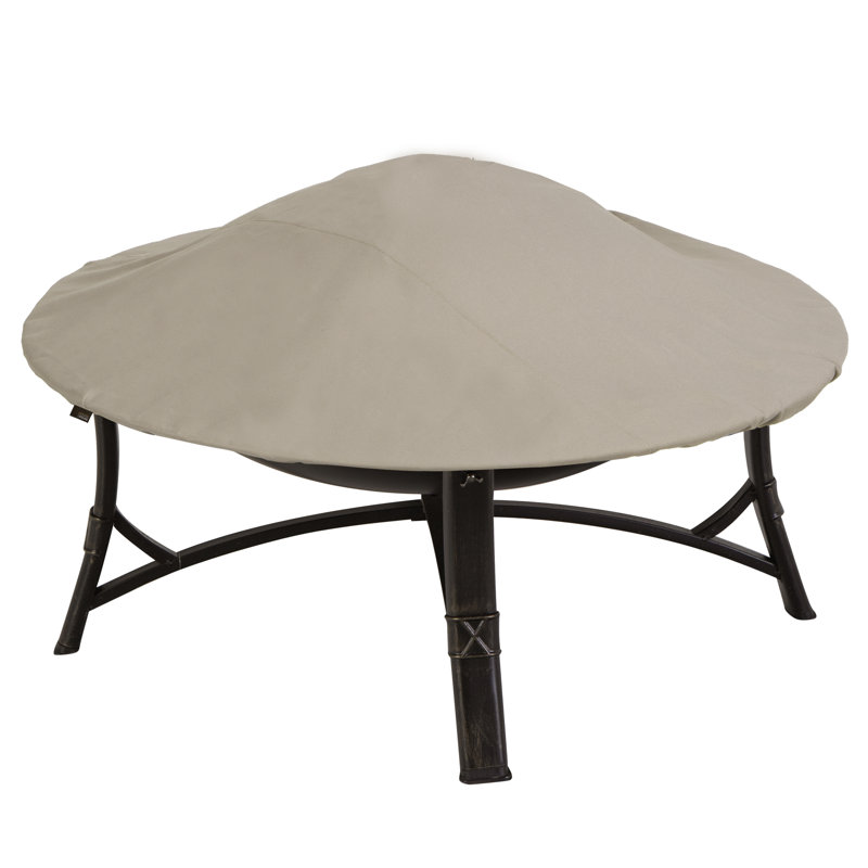 Modern Leisure Chalet Round Patio Fire Pit Cover, 44" Diameter x 3"H, Beige, 3" H x 44" W x 44" D