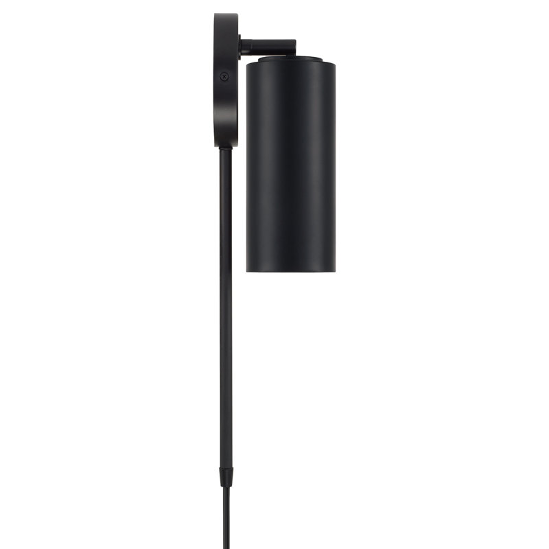 5" W x 9.75" H 1-Light Adjustable Sconce in Matte Black with Matte White Interior and Repositional Metal Shade with Optional Plug-in and Cord Cover