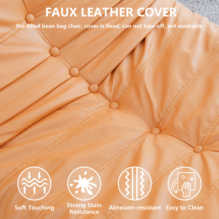 Orange Faux Leather Bean Bag - Gil & Roy Props