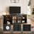 Rustic Farmhouse 58" Tv Stand For Tvs Up To 65", Solid Wood Entertainment Center With Glass Doors, Adjustable Storage, Built-In Charging Hub & Smart Led Lighting-1938734630