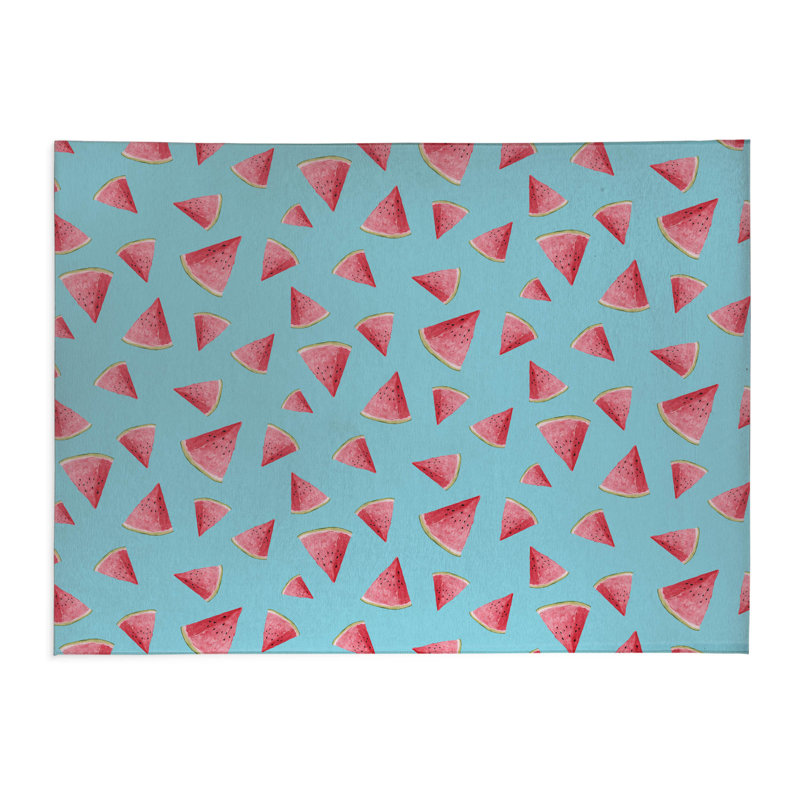 Tapis de cuisine antidérapant Summer Melon, Turquoise, Rectangulaire 2 pi x 3 pi