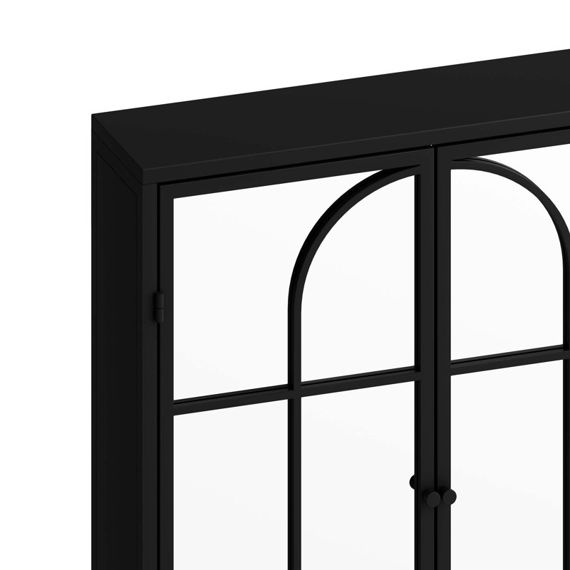 Armoire murale vintage à deux portes avec miroir et rangement spacieux, Noir