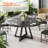 47IN Black Round Dining Table: Pedestal Metal Frame, Space-Saving Industrial Style-16505550-9352075