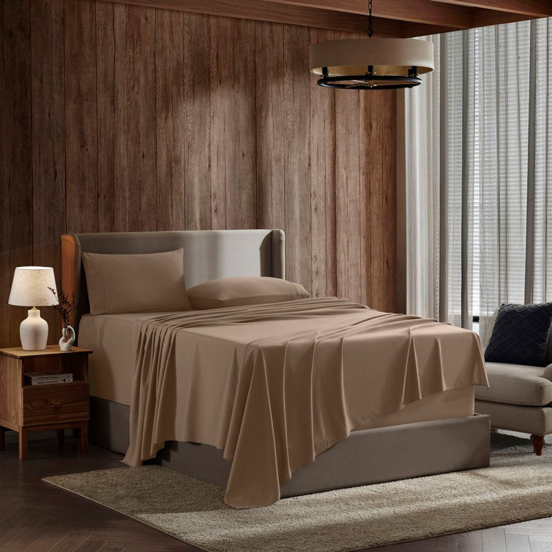Ensemble de draps en micro-fibre, Grand, Taupe sable