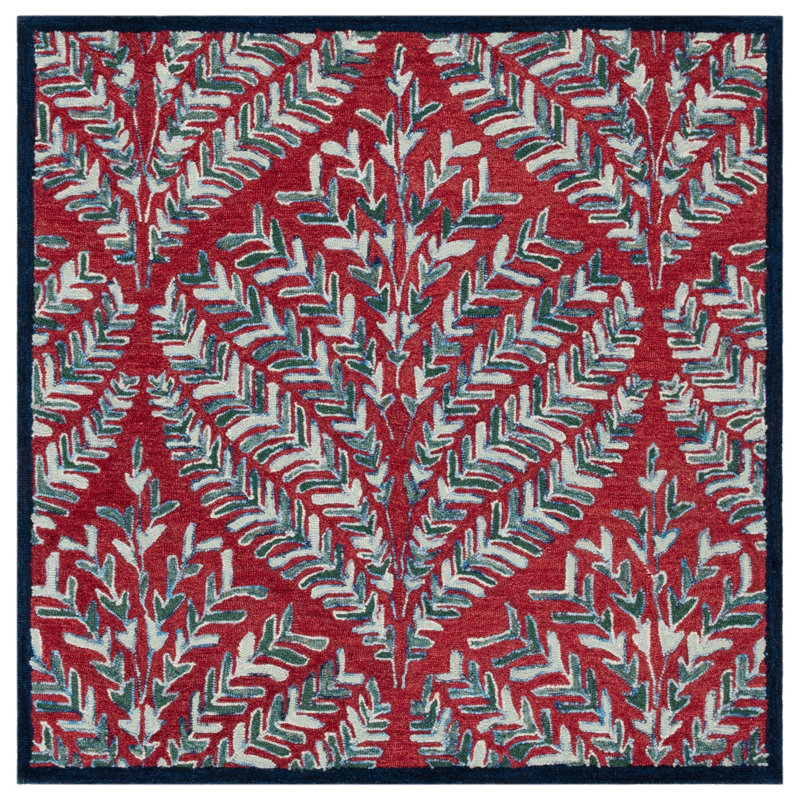 Chaitra Hand Tufted Wool Floral Rug, Square 5'