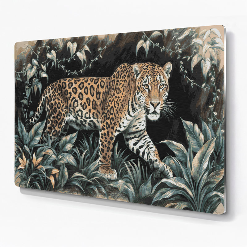 «Big Cats Paraguay Jaguar», art mural en métal gris, H 11 po x l 14 po