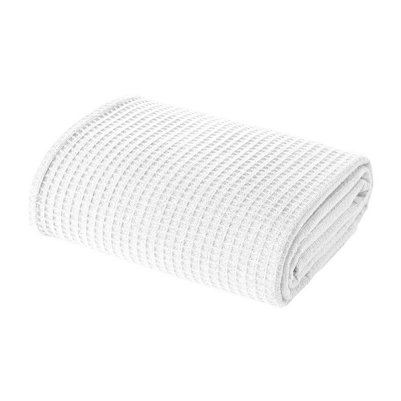 Couverture thermique moderne 100% coton gaufré Modern, Très grand, Blanc