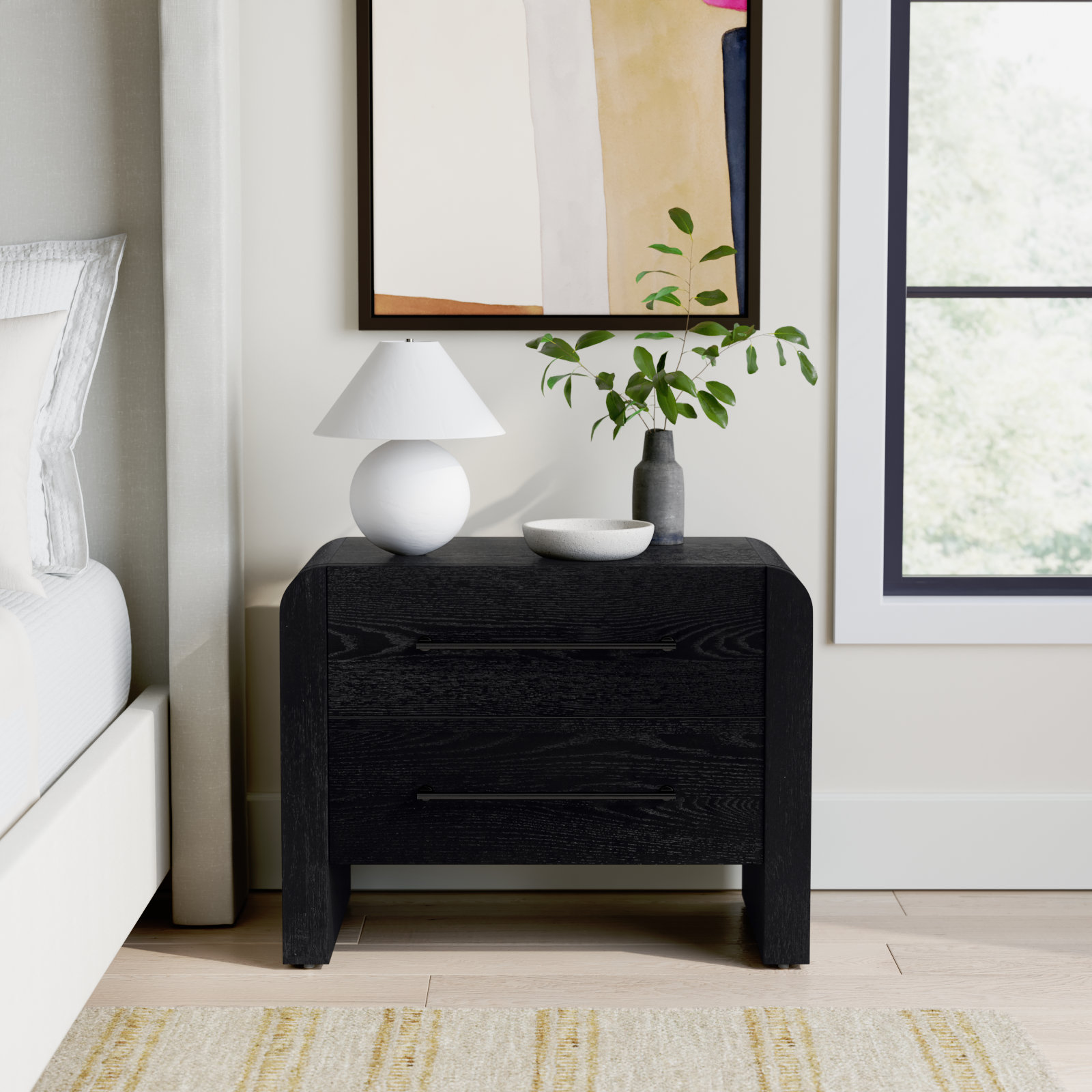 Cruz 2-Drawer Nightstand, Black