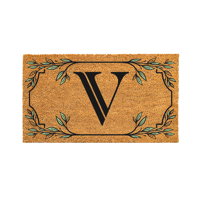Monogram Coir Mat, Letter "V"