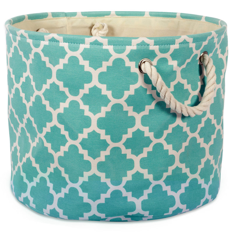 Corbeille en tissu Morganstein, Turquoise, H 9 po x l 12 po x P 12 po