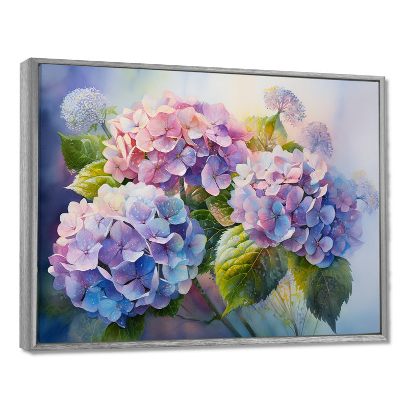 «Rose et mauve», impression sur toile, H 30 po x l 40 po x P 1,5 po, Encadrement argenté