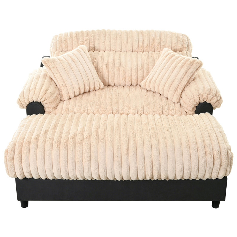 Canapé méridienne moderne 62 po Cloud, Imitation fourrure champagne, Plastique