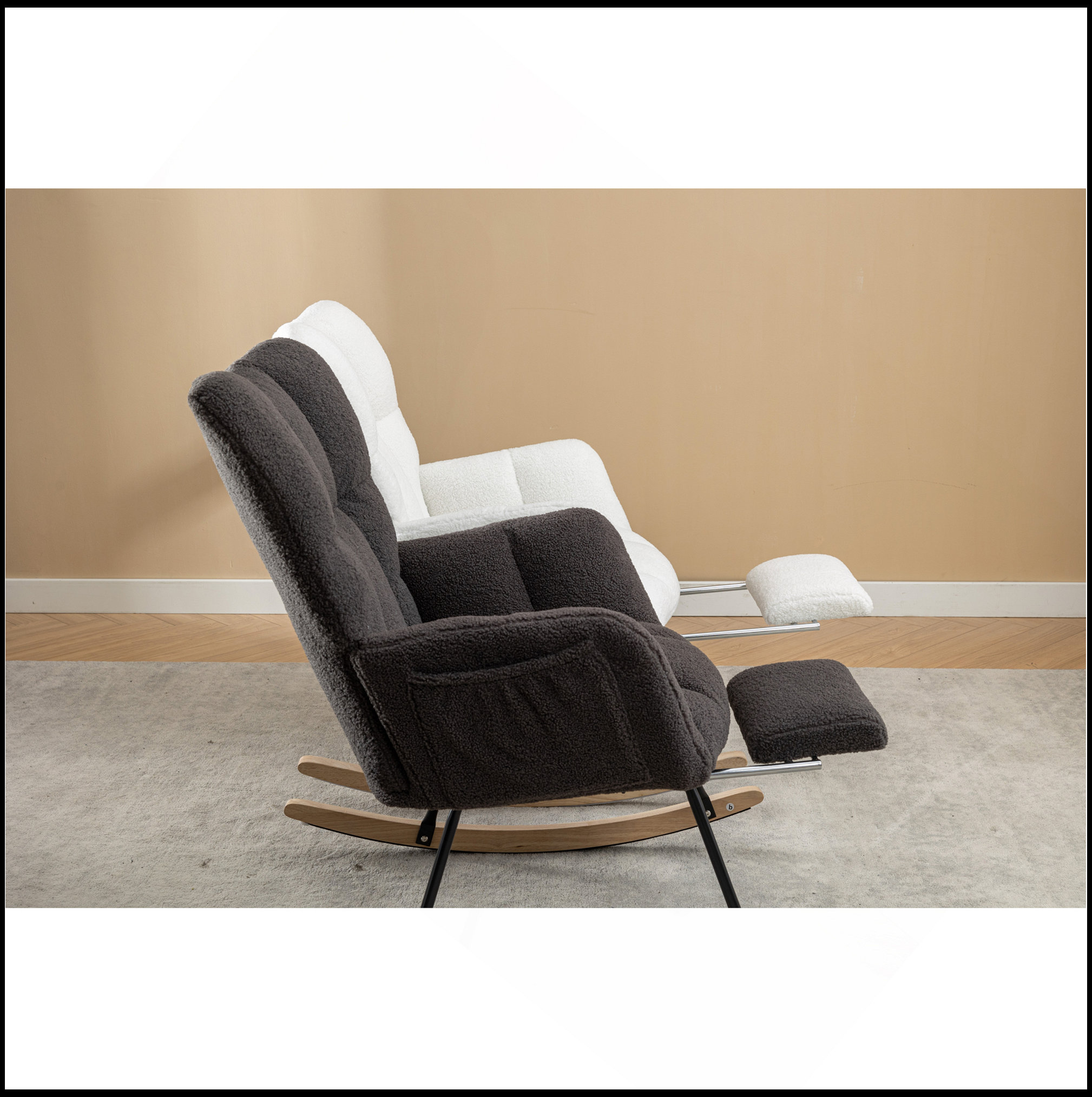 George Oliver Teddy Fabric Rocking Chair With Adjustable Footrest | Wayfair