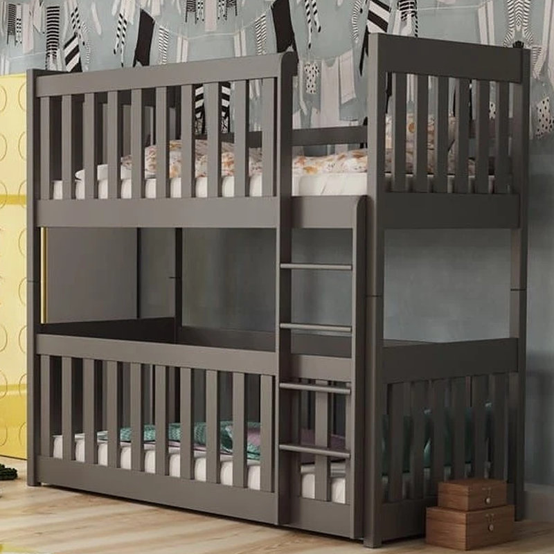 Knight Single (3') Standard Bunk Bed and Mattress, Graphite