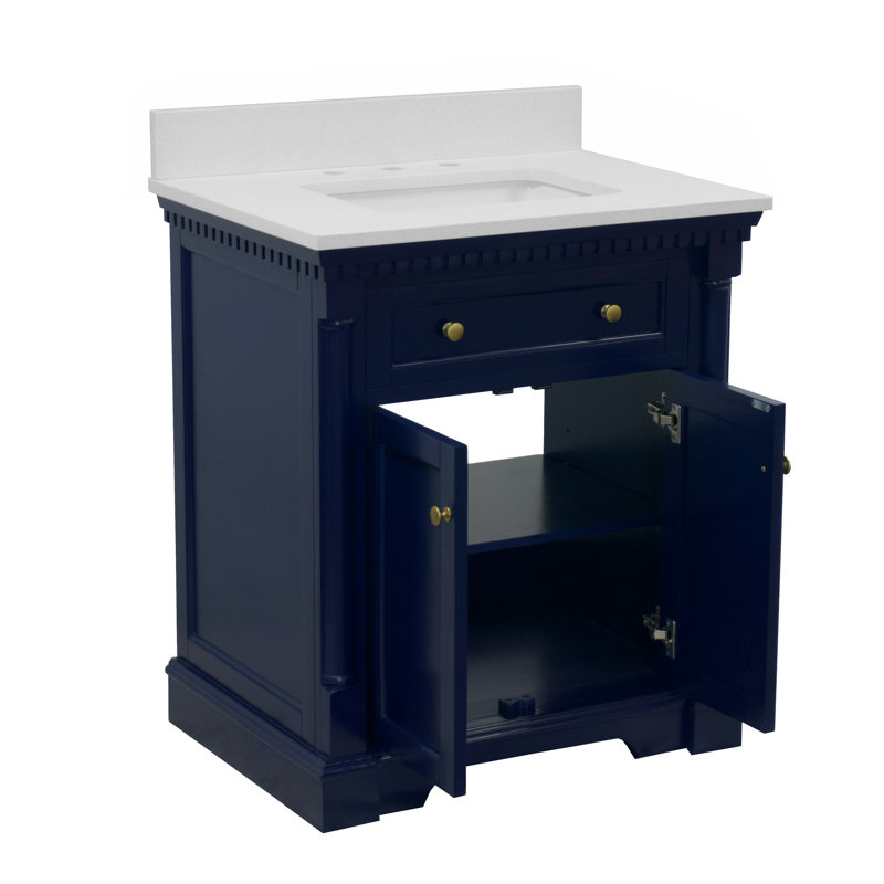 Meuble-lavabo simple 30 po Fossen, Bleu royal, Quartz
