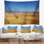 Paysage prairie avec tapisserie bleu ciel vif et suspension murale-28486347
