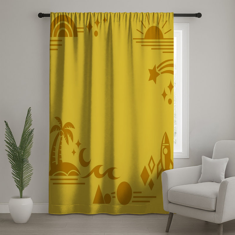 Rideaux de plage, rideaux occultant et rideaux de plage Yellow Beach - 1 panneau, 50" x 80" - 1 Panel, Sheer