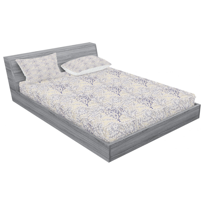 Microfiber Floral Sheet Set, Full Sheet Set with Fitted Sheet, Leaves Floral