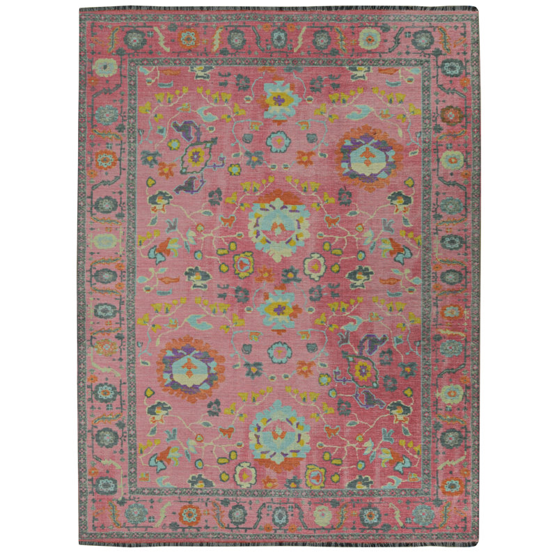 Laurel Aydin Machine Woven Polyester No Pattern Area Rug in Pink, Rectangle 8' x 10'