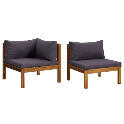 27.2" Wide Acacia Wood Species Square Patio Sofa with Cushions by Latitude Run