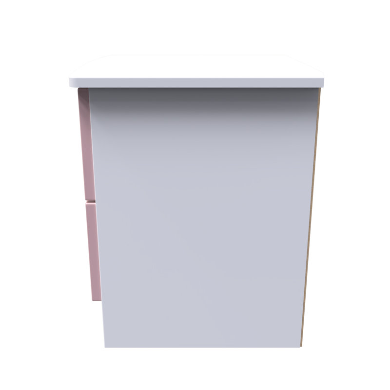 Fully Assembled Lebay 2 DrawerÂ Bedside Table, White, Pink