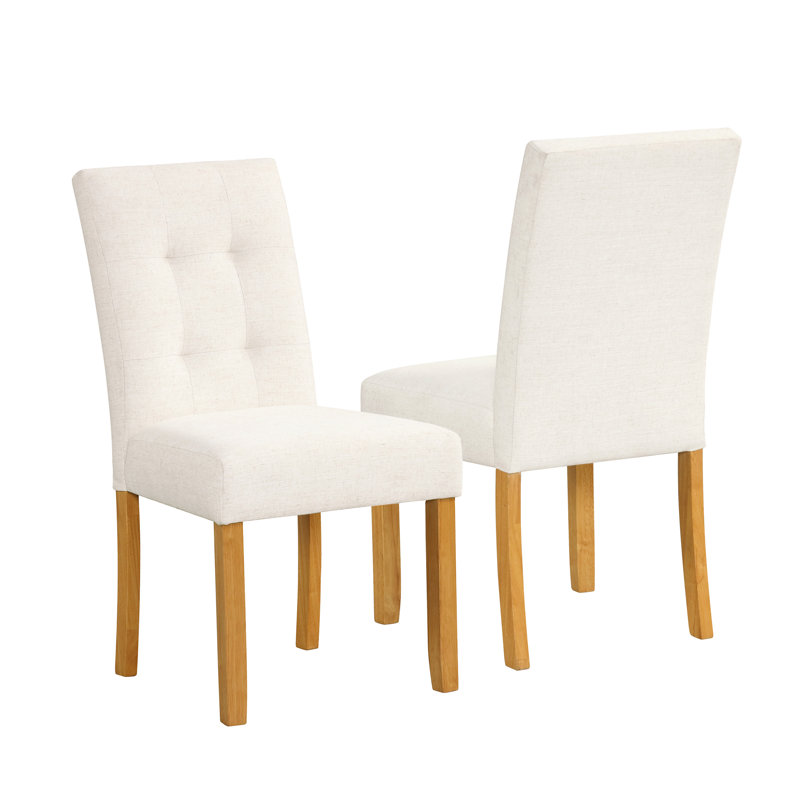 Lazarion 19.5'' H Tufted Upholstered Parsons Chair, Cream, Natural