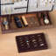 Organisateur de bijoux avec support à boucles d'oreilles et plateau à bagues en bois amovible - Noir