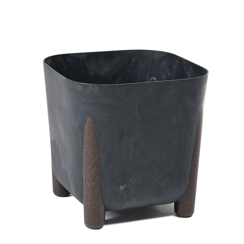 Suzelle Pot Planter Lightweight Concrete Effect Recycled Plastic Pot, 32.2cm H x 36cm W x 36cm D, Grey