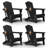 Black All-Weather HDPE Plastic Folding Adirondack Chair with Cup Holder for Patio & Garden (Set of 4)-476871629-484979593