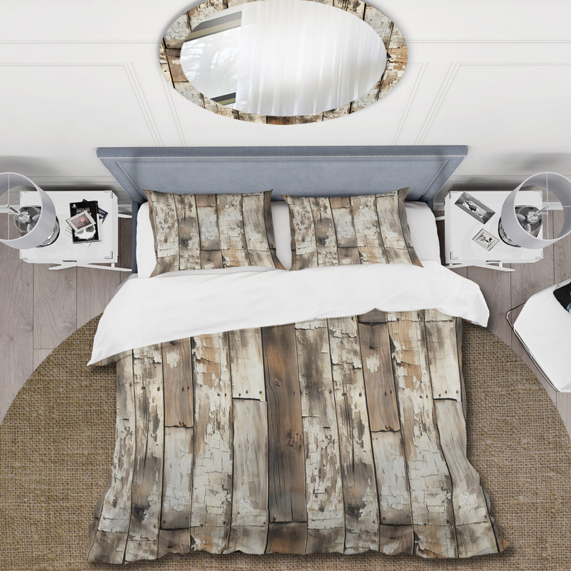 Rustic Farmhouse Weathered Planks II Duvet Cover, King Duvet Cover + 2 King Shams