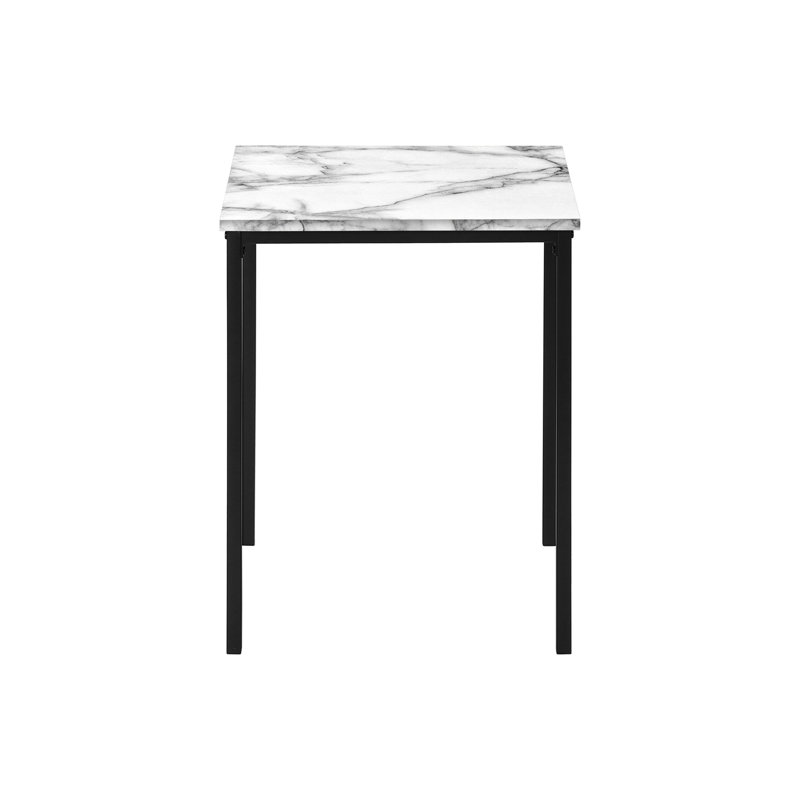 Ensemble de table, ensemble de 3 pièces, café, bout, métal, stratifié d'aspect marbre, contemporain, moderne