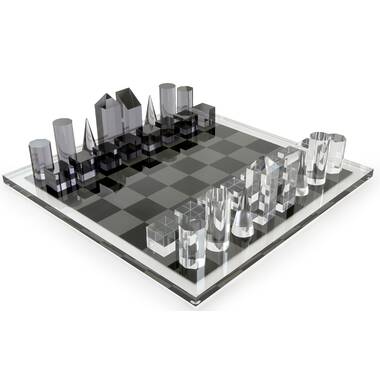 Surreal architecture resembling a giant chess set