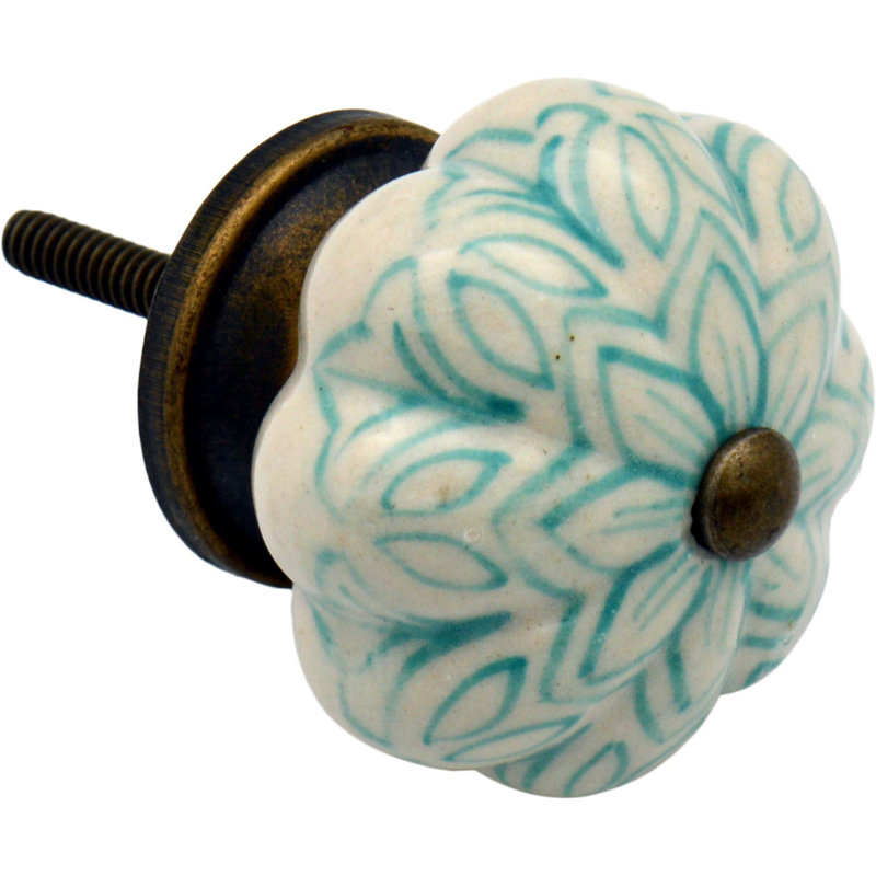 Nicola Spring - Floral Ceramic Cabinet Knobs, Mint Green