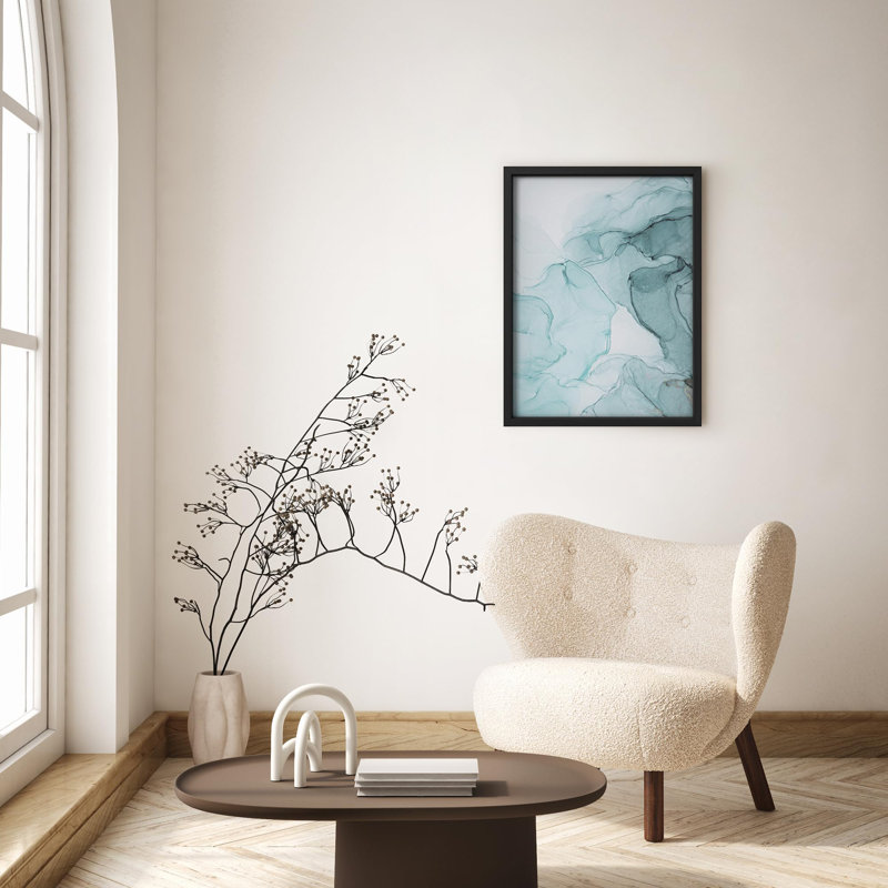 «Blue Watercolor Ink Patterns Abstract Illustration Small Decor Art Work», Noir, H 14 po x l 11 po