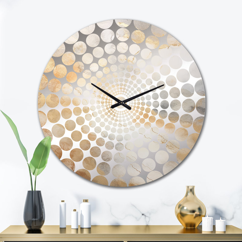 Mandel - Horloge murale peinture abstraite, Très grand, White Gold