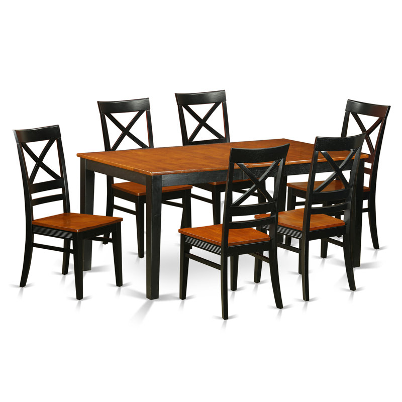 5 Piece Dining Room Furniture Set Includes a Rectangle Kitchen Table with Butterfly Leaf and 4 Dining Chairs, Black & Cherry