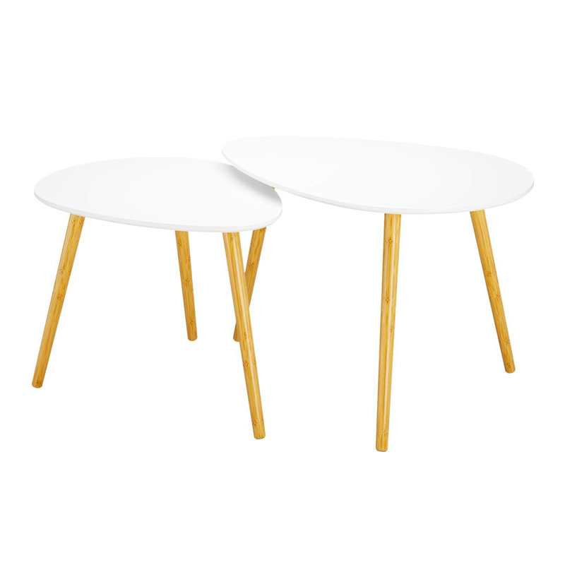 Three Leg Coffee Table, White, 46.23" H x 75.8" W x 52.7" D