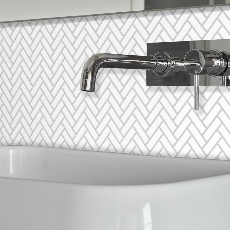 Herringbone Glossy 3D Sticker Tile - 20cm x 28cm