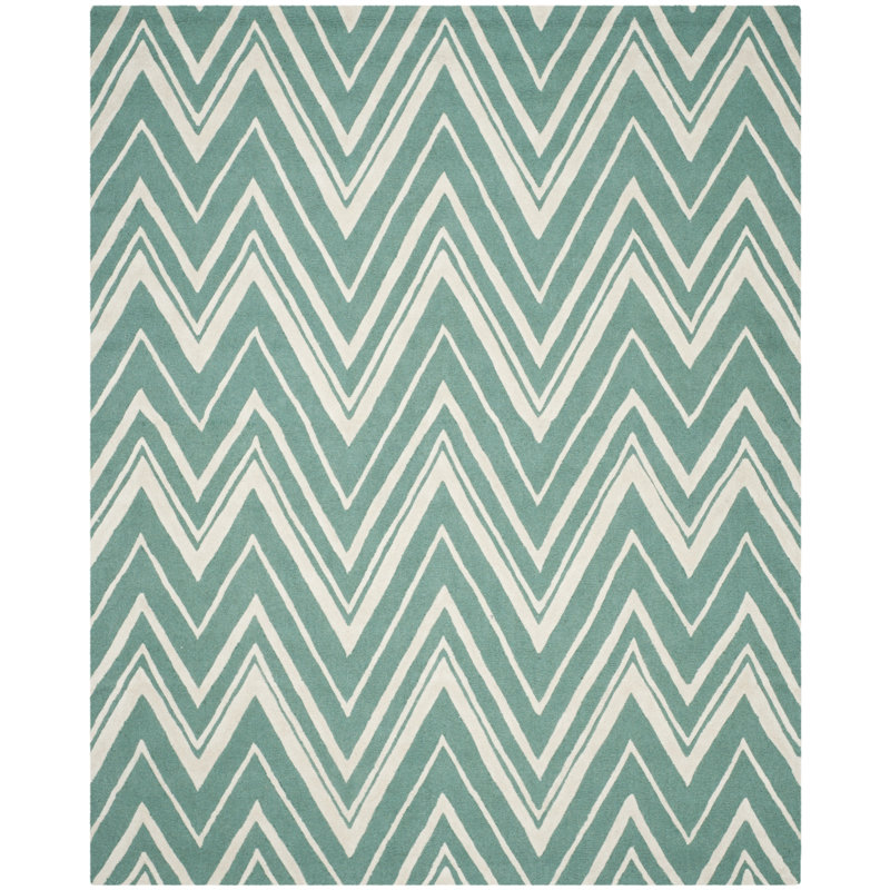 Sanyla Hand Tufted Wool Chevron Rug, Rectangle 8' x 10'