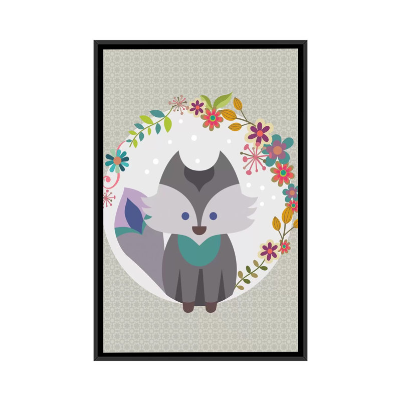 «Gray Litle Fox», impression sur toile, H 26 po x l 18 po x P 1,5 po, Toile avec cadre noir