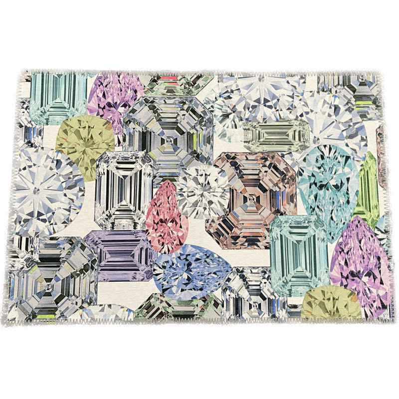 Rock On Microfiber Rectangle Washable Rug, Rectangle 5' x 7'