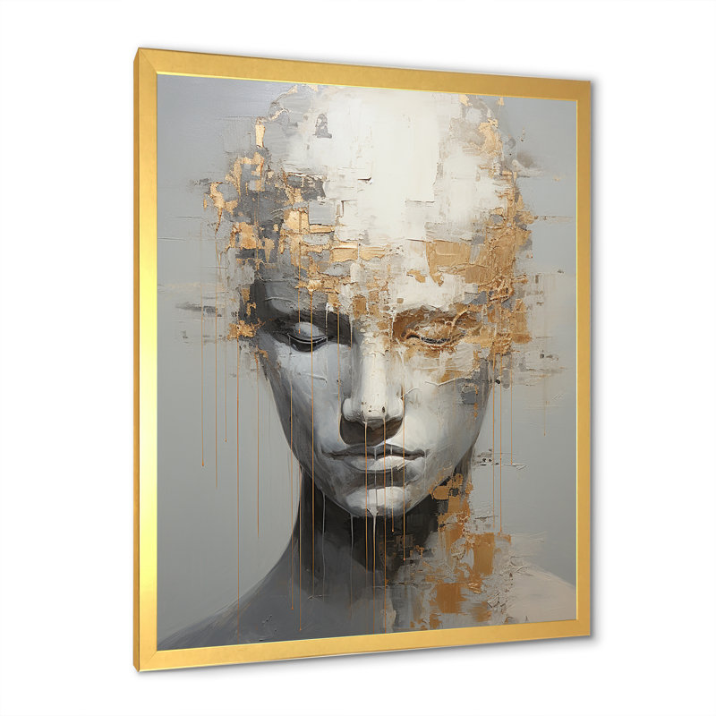 «Man Meditation Mind» sur toile, Cadre doré simple, H 20 po x l 12 po x P 1 po
