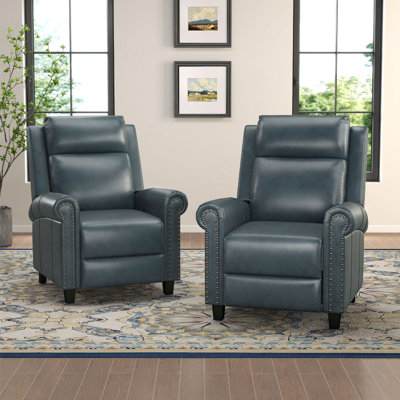 33.5" W Top Grain Leather Push-Back Recliner