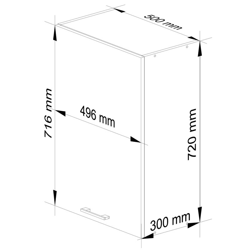 Oliwia kitchen wall -mounted cabinet in white, glossy white Base Unit, 72cm H x 50cm W x 30cm D