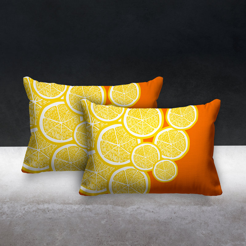 Coussin lombaire intérieur / extérieur jaune citron, Orange