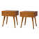 Sara Mid-Century Modern Nightstand With Pull-Out Shelf and Built-in Charging Station(Set of 2)