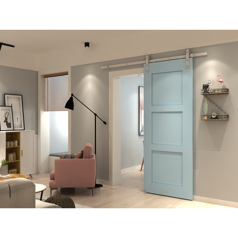 Brushed White Single Door Barn Door Hardware Kit